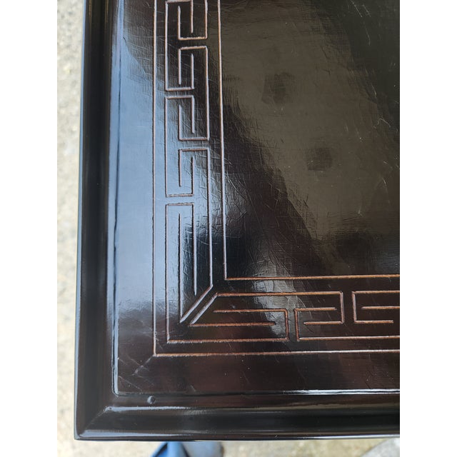 Black Late 20th Century Pair of Rose Tarlow Style Black Lacquer Chinoiserie Side Tables For Sale - Image 8 of 18