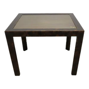 John Widdicomb Patinated Brass Inlay Side Table
