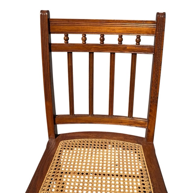 1920's Victorian American Chestnut Cane Seat Side Desk Chair For Sale - Image 9 of 17