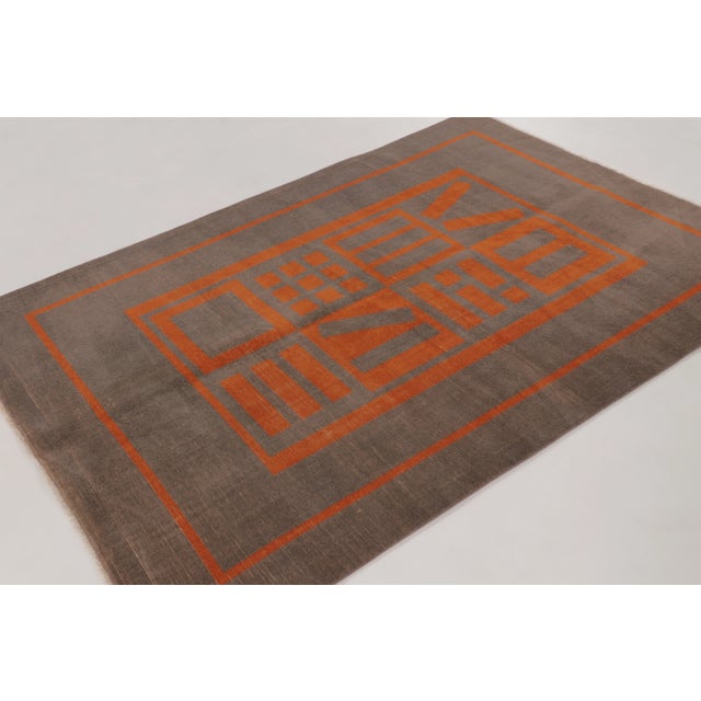 Traditional Vintage Turkish Distressed Rug in Brown & Orange Geometric Motifs - Rug & Kilim For Sale - Image 3 of 11