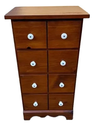 Vintage Country Primitive Style Solid Pine 4 Drawer Small Chest