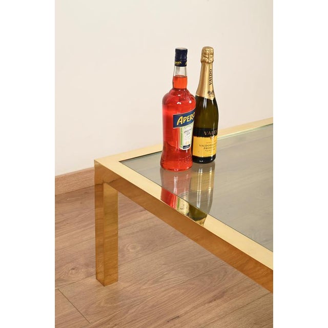Italian Gilt Brass and Crystal Rectangular Coffee Table, Italy, 1970s For Sale - Image 4 of 13