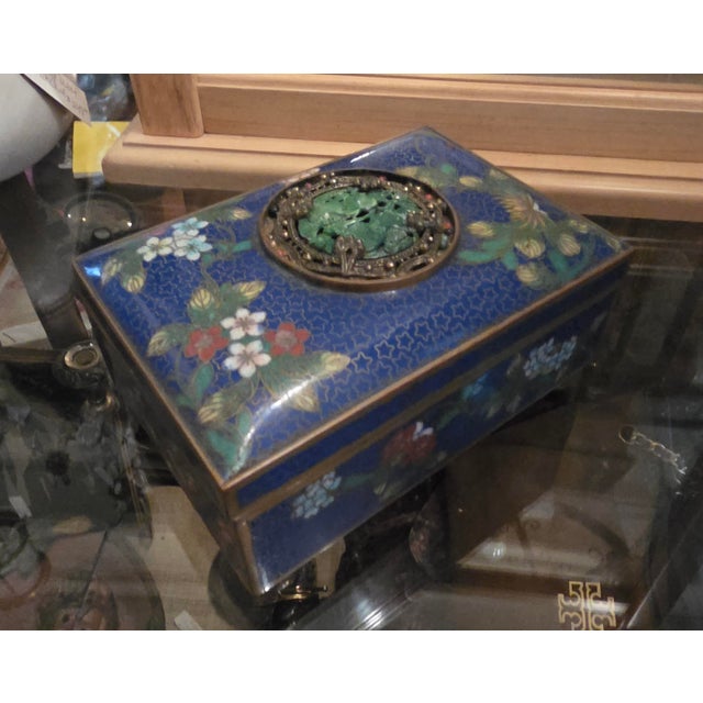 Metal 1920's Chinese Cloisonne Enamel Box With Medallion For Sale - Image 7 of 12