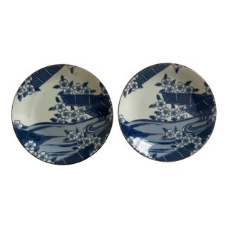 Lord & Taylor Blue and White Japanese Dessert Plates- Set of 2 For Sale