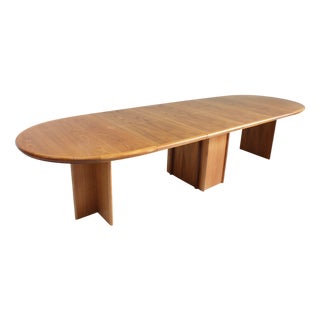 Large Vintage Danish Oval Extendable Dining Table, 1960s For Sale