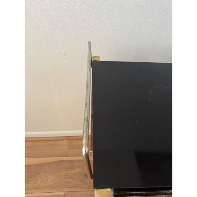 Vintage Hollywood Regency Style Gold-Tone Three-Tier Bar Cart For Sale - Image 12 of 12