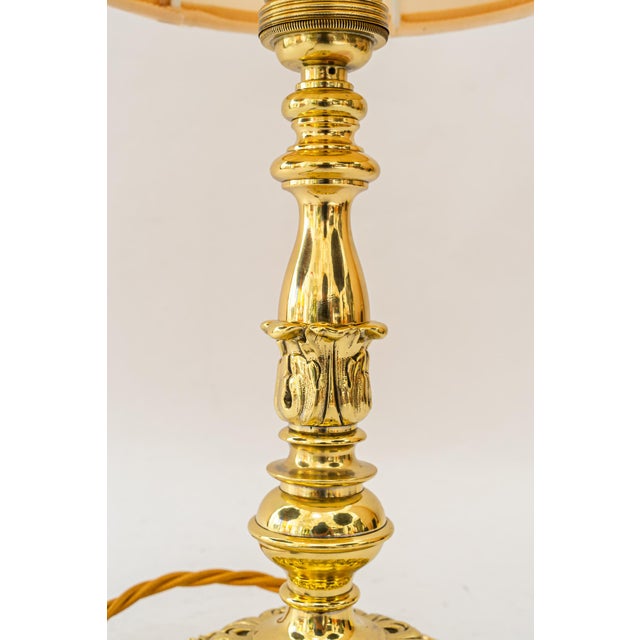 Historistic Table Lamp with Fabric Shade, Vienna, 1890s For Sale - Image 4 of 18