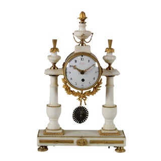 French Marble & Gilded Bronze Table Clock from Léchopié à Paris, 1700s For Sale