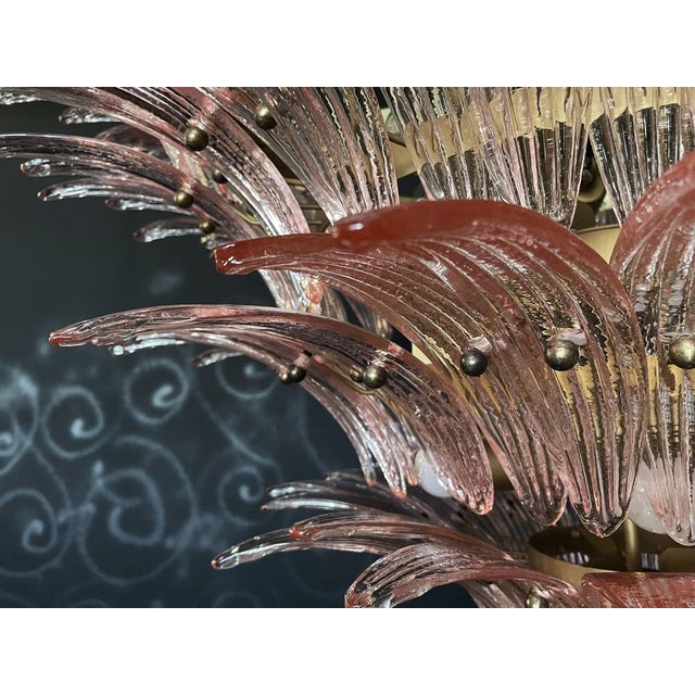 Palmette Ceiling Light with Four Levels and Pink Glasses For Sale - Image 9 of 18