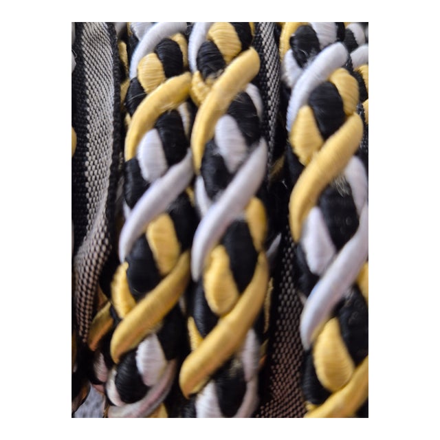 Scalamandre Designer Black, Gold, Silver Rope Trim- 21+ Feet For Sale