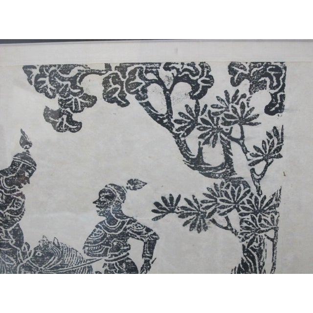 Figurative Traditional Chinese Warriors on Horseback Framed Rubbing on Paper For Sale - Image 3 of 6