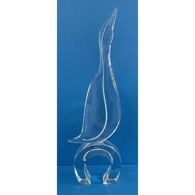 1970s 1970s Licio Zanetti Murano Glass Signed Heron Bird Sculpture 23.75" For Sale - Image 5 of 9