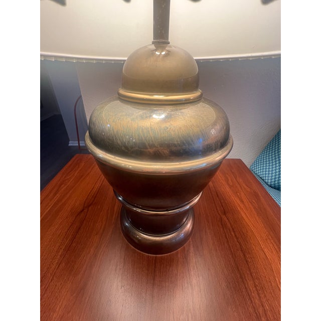 Brass Vintage Mid Century Modern Brass Beehive Urn Table Lamps Shades For Sale - Image 8 of 8