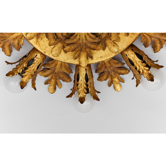Large Vintage Florentine Leaf Ceiling Lamp by Banci Firenze, 1960s For Sale - Image 10 of 12