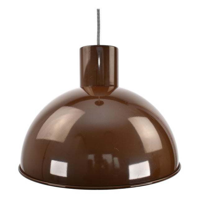 Mid 20th Century Midi Bunker Fog & Mørup Pendant Light by Jo Hammerborg in Chocolate Brown For Sale