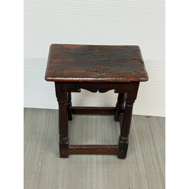 English 18th Century Antique English Oak Joint Stool For Sale - Image 3 of 11