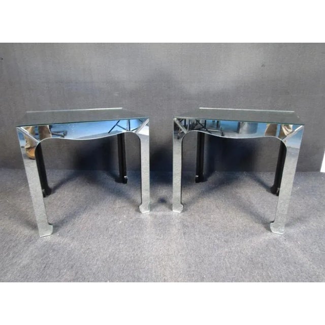 Silver Vintage Mirrored Glass Side Tables For Sale - Image 8 of 8