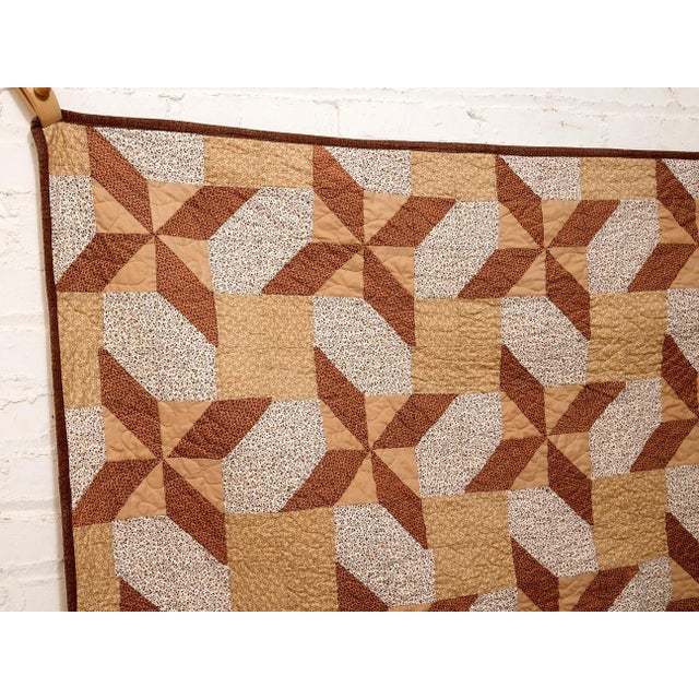 Early 20th Century Brown Geometric Quilt For Sale - Image 5 of 12