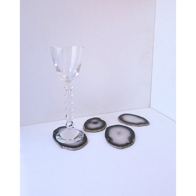 Late 20th Century Coasters Black and White Agate, Set of 4 For Sale - Image 4 of 12