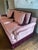 Hollywood Regency Dusty Rose Velvet Sofa With Samuel & Sons Burgundy Brush & Bullion Fringe Trim For Sale - Image 3 of 10