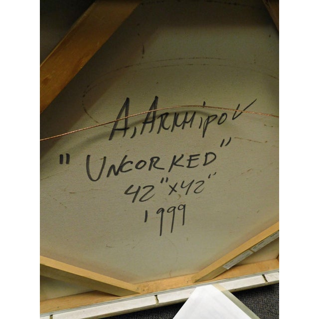 Textile Anton Arkhipov Uncorked 1999 Original Hand Signed Oil Painting Make an Offer For Sale - Image 7 of 11