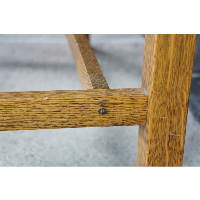 Antique American Empire Style Quartersawn Oak Library Table Console Writing Desk For Sale - Image 16 of 18