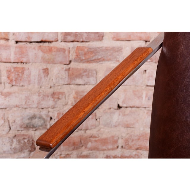 Bauhaus Bauhaus Armchair in Leather, Nickel, Steel, Oak, and Lacquer, Czech, 1920s For Sale - Image 3 of 11