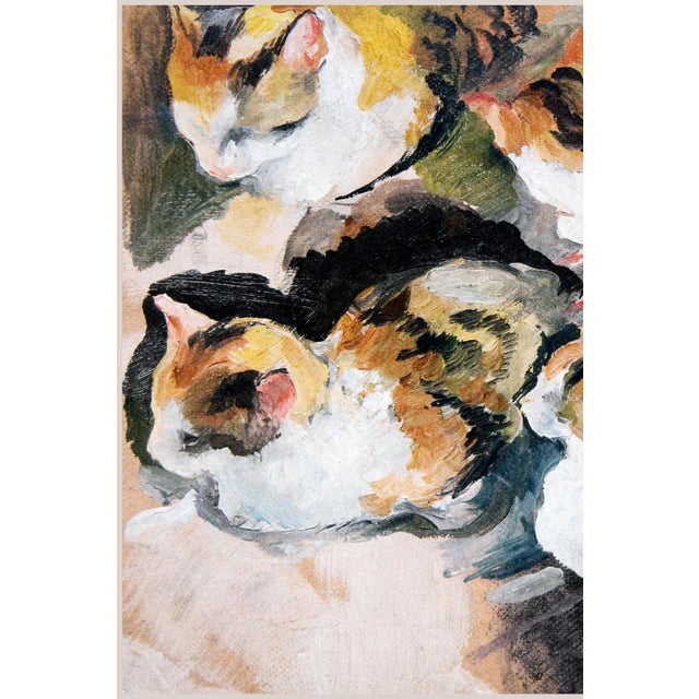 1909 Vintage Calico Cat Art Print by August Macke, Feline Wall Art - 48" X 36" For Sale In Buffalo - Image 6 of 9