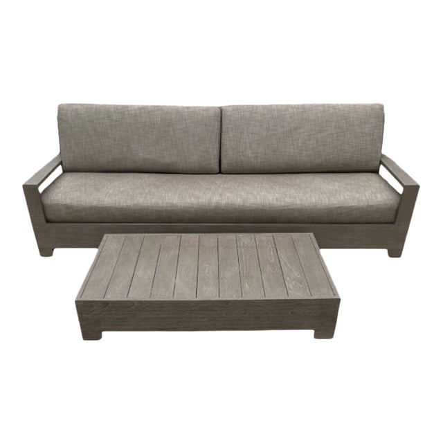Rh Belvedere Weathered Teak Sofa For Sale