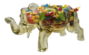 Vintage Co-Operative Flint Amber Glass Consolidated Glass 15" Elephant Candy Trinket Dish (B)