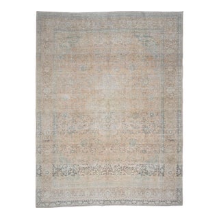 1970s Vintage Persian Handmade Wool Cotton Light Tan Area Rug For Sale