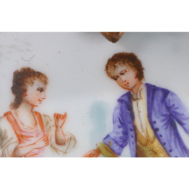 Antique French Louis XV Rococo Sèvres Style Hand Painted Porcelain Mantel Clock For Sale - Image 10 of 18