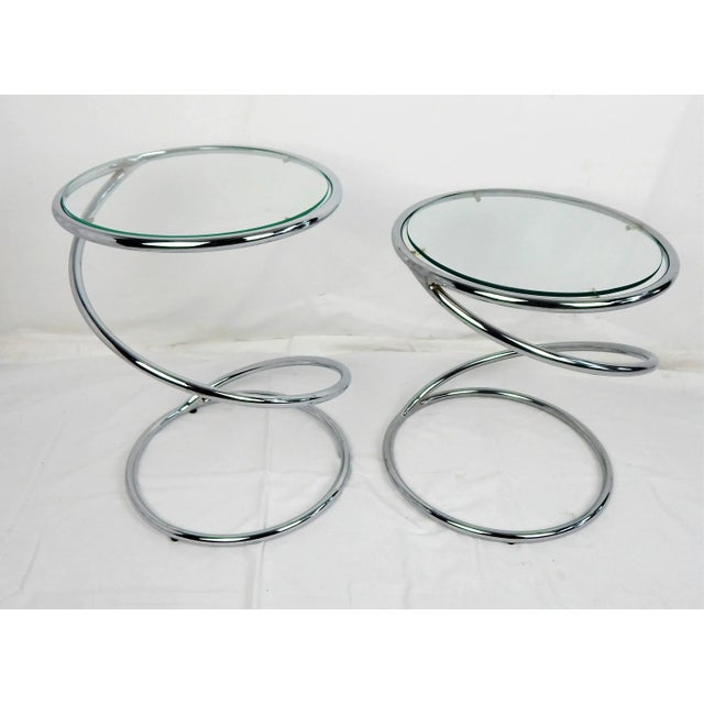 70s Rosen for Pace Chrome Coil Tables, Pair For Sale - Image 12 of 12