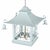 Vintage Chinoiserie Light Blue Iron Four-Lamp Pagoda Chandelier For Sale - Image 4 of 11