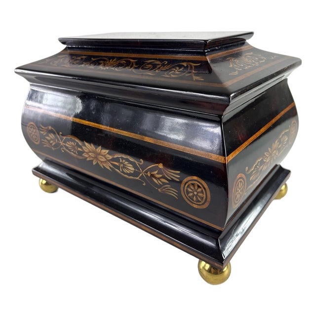 Handsome Hand Painted Faux Tortoise Shell Jewelry Box by Maitland Smith For Sale