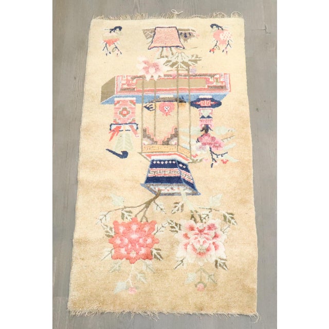 Early 20th Century Early 20th Century Zabihi Collection Stunning Ivory Chinese Batou Floral Rug - 3'1" x 4'2" For Sale - Image 5 of 10