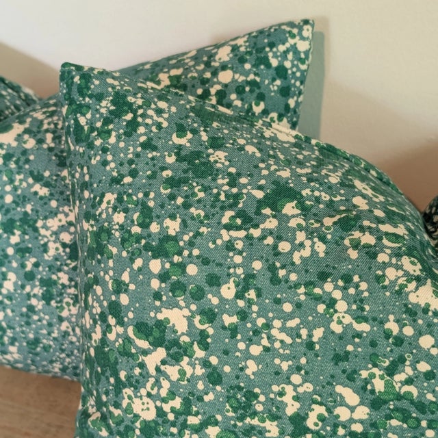 Turquoise Splatter Print 14x20" Lumbar Pillows - Set of 2 For Sale In Greensboro - Image 6 of 6