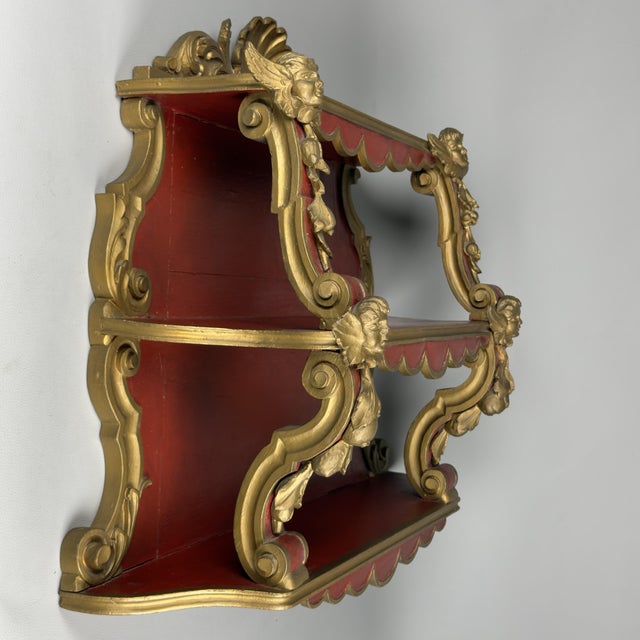 An extremely rare three-tier étagère shelf, crafted from high-quality cabinetry, an expression of refined Venetian...