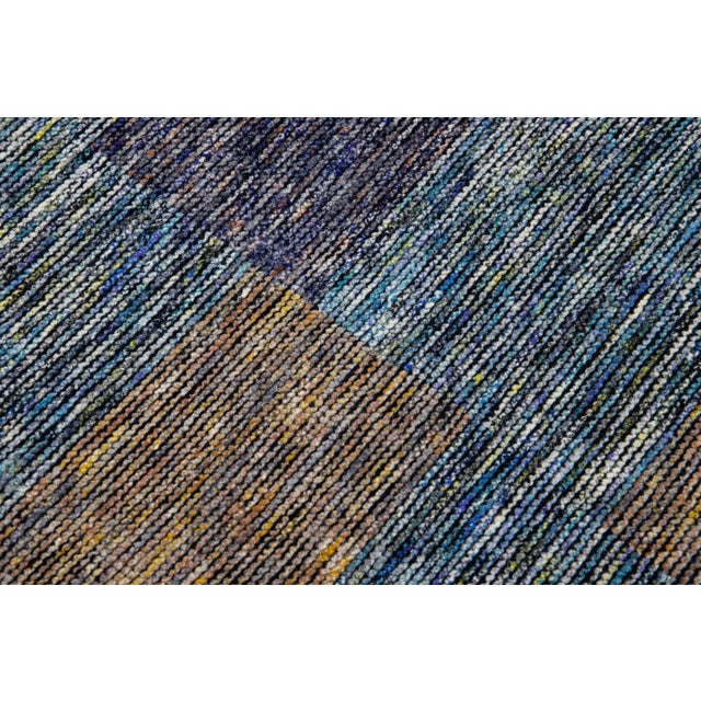 Modern Apadana's Safi Collection Handmade Earthy Tone Abstract Designed Wool Rug For Sale In New York - Image 6 of 11