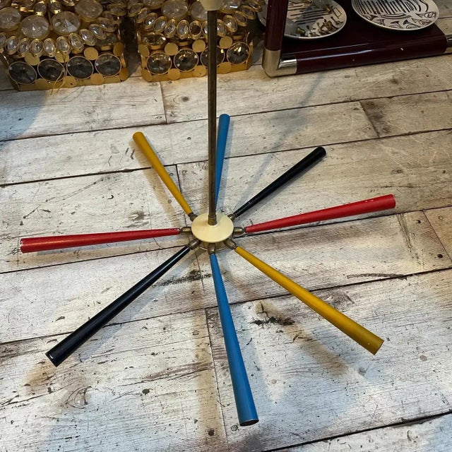 1950s Mid-Century Modern Arredoluce Brass Sputnik Chandelier For Sale - Image 13 of 13