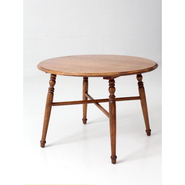Vintage Round Wood Coffee Table With Turned Legs For Sale - Image 9 of 15