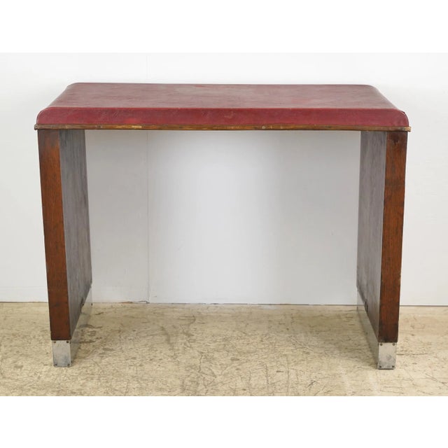 Mid 20th Century Art Deco Wood & Vinyl Console Table For Sale - Image 5 of 10