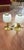 Italian table lamps , brass base lamp with opaline white glass and brass top ring
