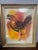 Burnt Orange 1958 Signed Don Bloom “Mexico” Modernist Rooster – Original Mid-Century Pastel For Sale - Image 8 of 9