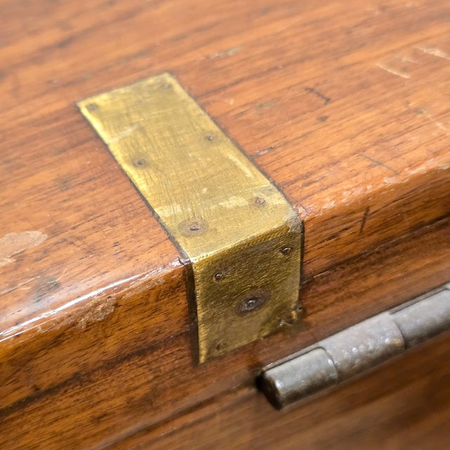 Brown Vintage/Antique Campaign-Naval Travel Trunk For Sale - Image 8 of 9