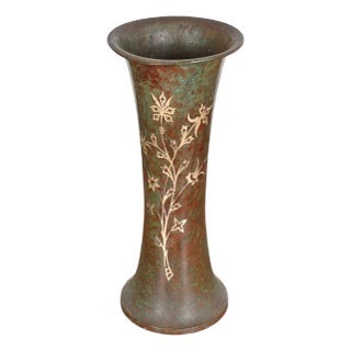 Silver Crest Arts & Crafts Sterling Silver on Bronze Vase For Sale