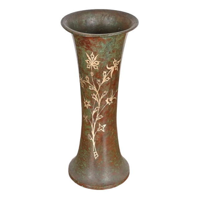 Silver Crest Arts & Crafts Sterling Silver on Bronze Vase For Sale