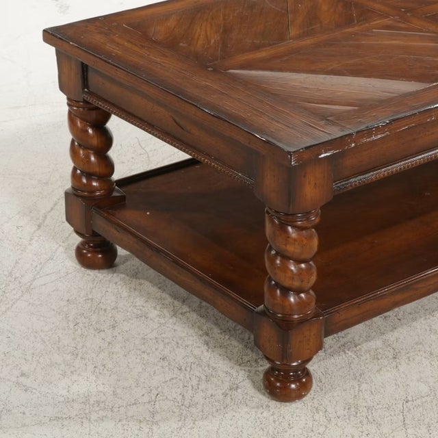 Late 20th Century Spanish Baroque Oak Coffee Table With Barley Twist Legs For Sale - Image 4 of 7