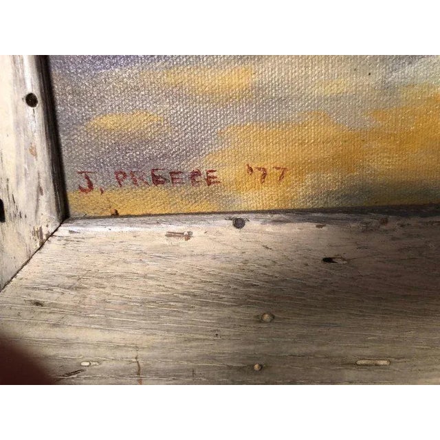 Orange 1970s Autumn Barn Landscape and Oil on Canvas of Red Barn Signed J. Preece For Sale - Image 8 of 13