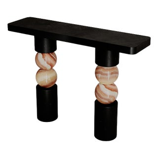 Stacked Spheres Black Marble Perle Console by Esther Knopfler For Sale